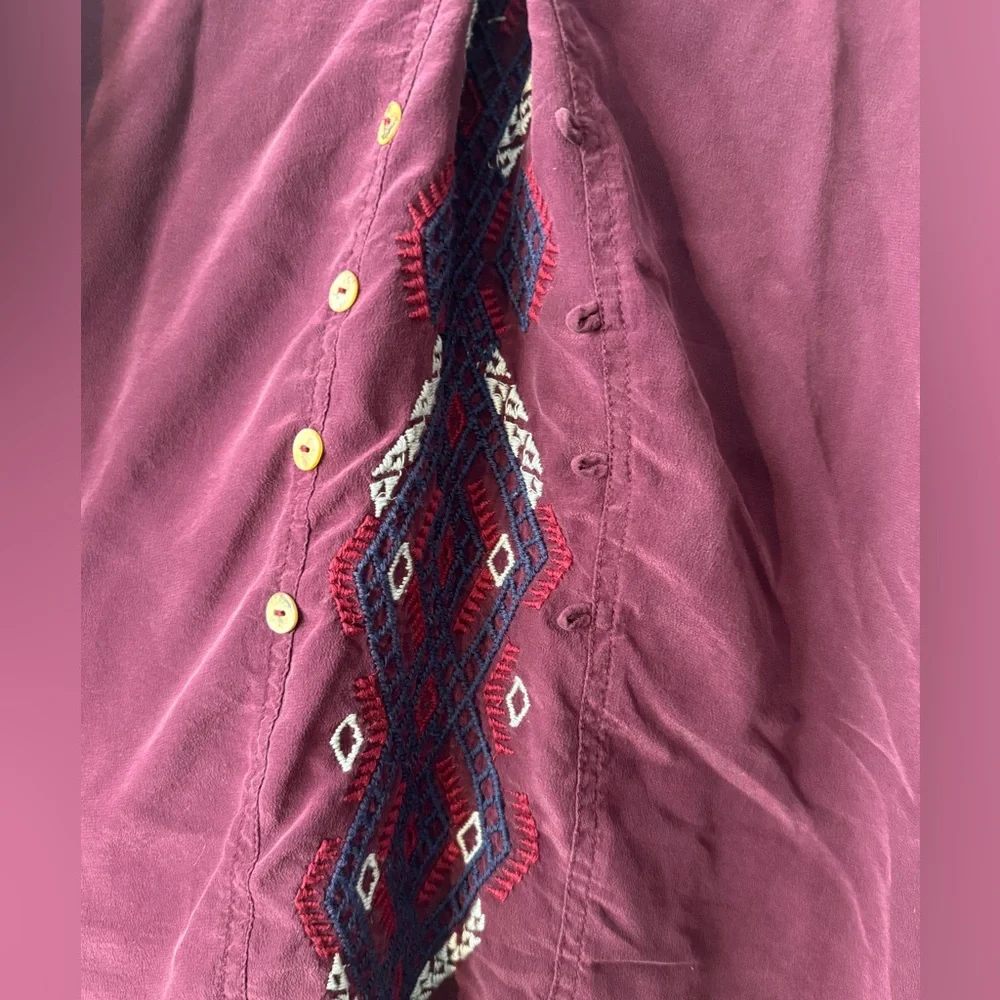 Johnny Was Silk Floral Shirt w/ button dart embellished back - size L Fabulous - Picture 8 of 13